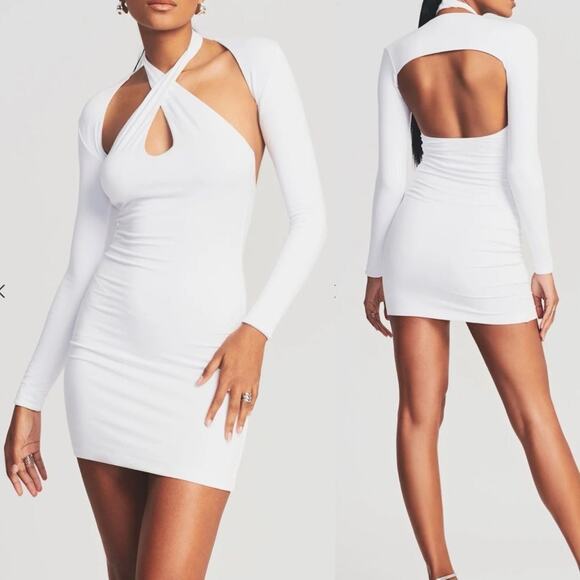 NWT SER.O.YA Cutout Lana Mini Dress in White Size M MSRP $188 Bodycon - Picture 1 of 15
